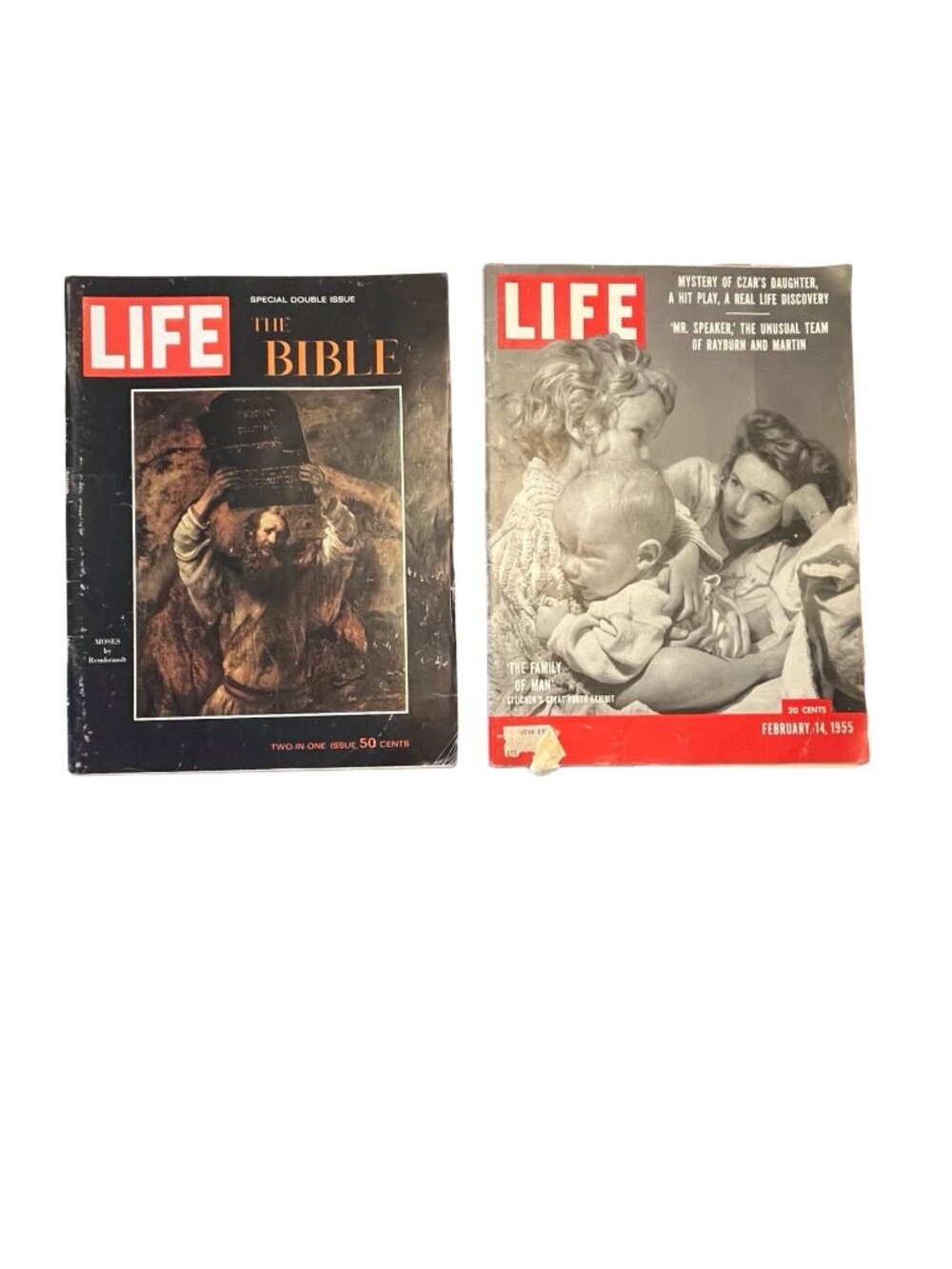 Vintage LIFE Magazine Lot 1955 February 14 + Bible Special Issue Mid Century Ads